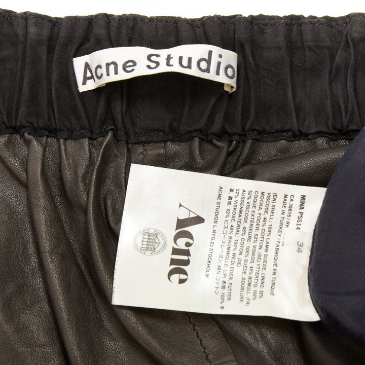 ACNE STUDIOS 2014 Mina black lamb suede leather zip front skirt FR34 XS