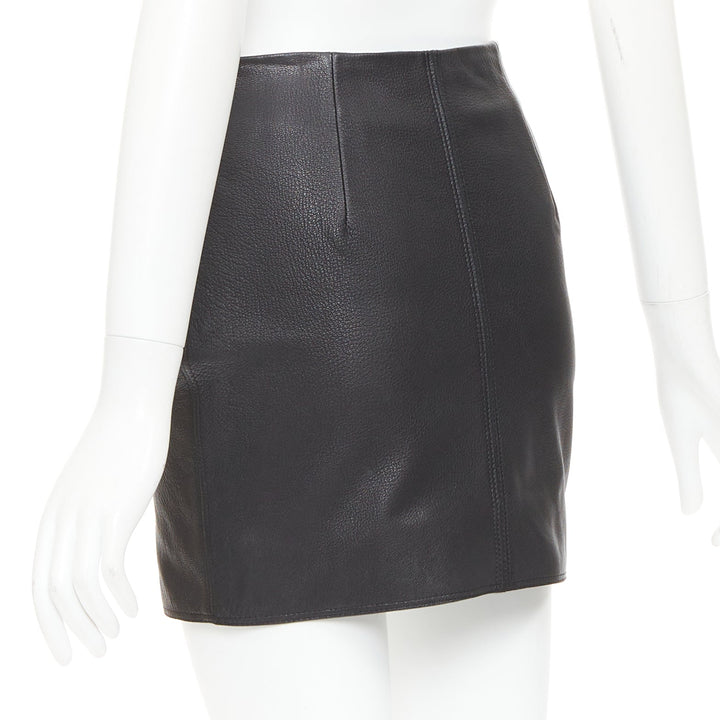 ACNE STUDIOS 2016 Franca black leather silver zip pencil skirt FR32 XXS