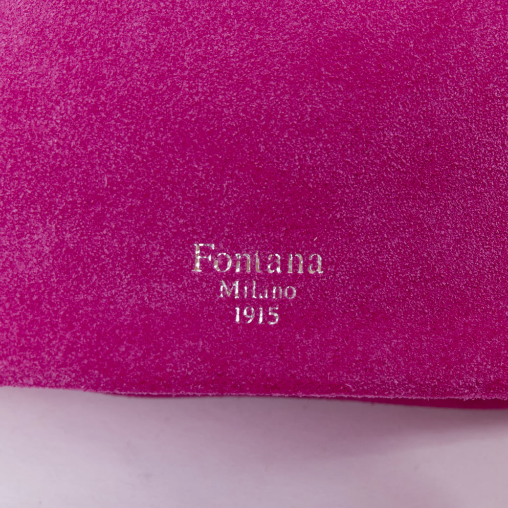 FONTANA MILANO fuchsia pink suede leather logo slouchy box handle bag