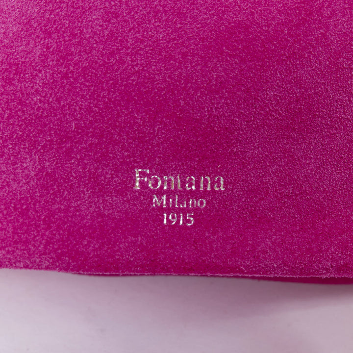 FONTANA MILANO fuchsia pink suede leather logo slouchy box handle bag