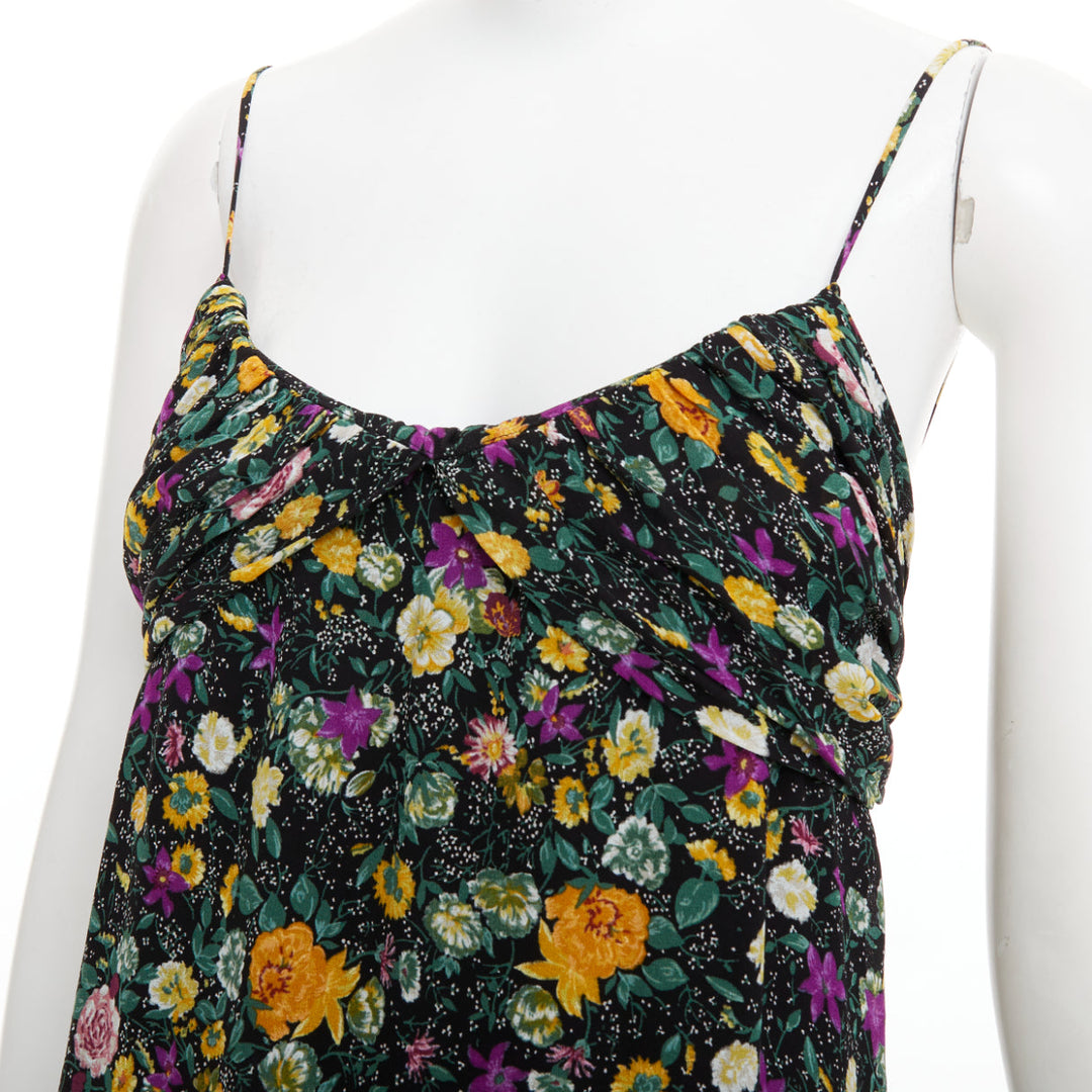 CELINE Hedi Slimane yellow purple floral print viscose dress FR38 M