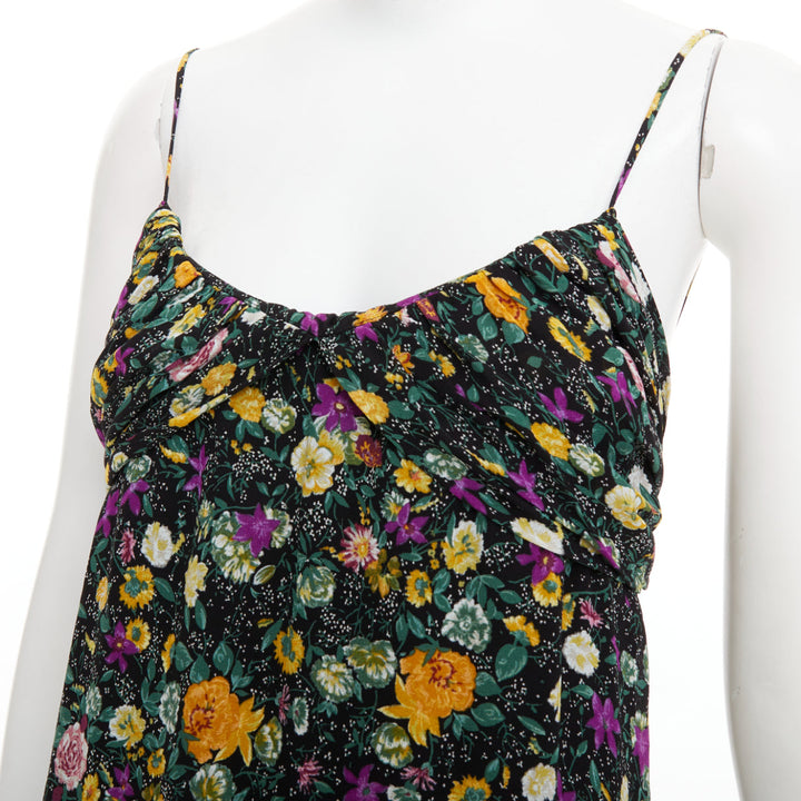 CELINE Hedi Slimane yellow purple floral print viscose dress FR38 M