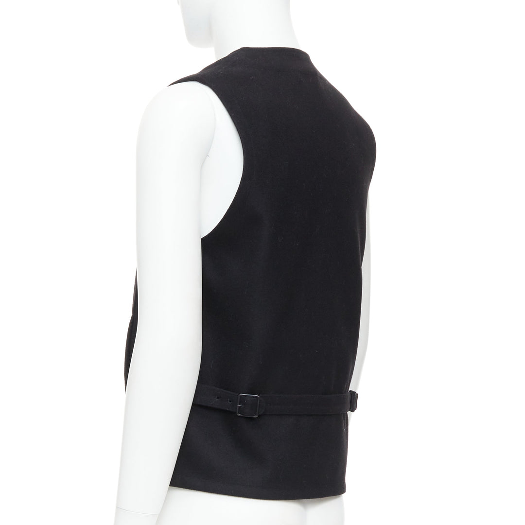 CHRISTOPHE LEMAIRE black 100% virgin wool cotton waist coat vest Sz3