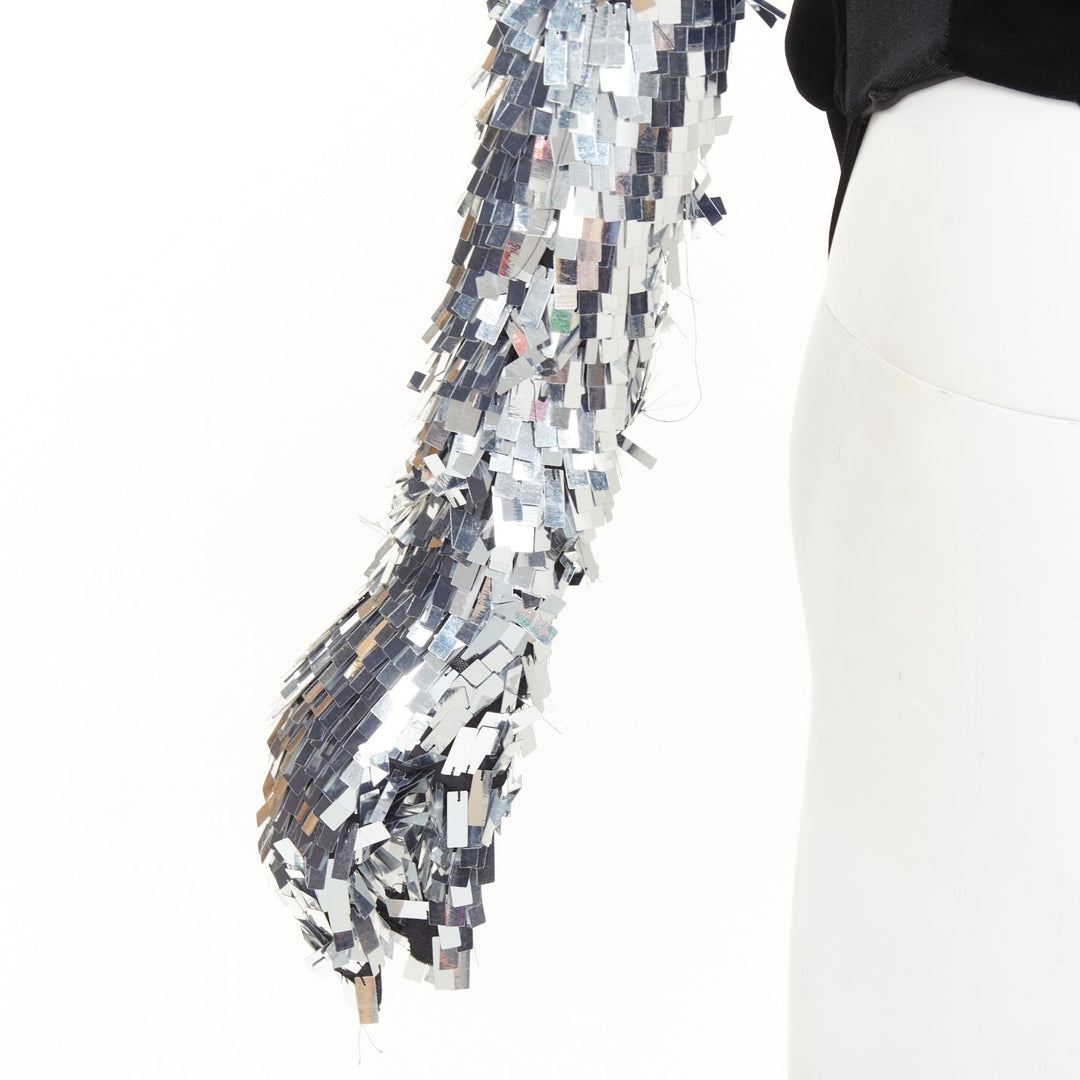 ALEXANDRE VAUTHIER COUTURE AW2022 Runway velvet sequin gloves body top FR38 M
