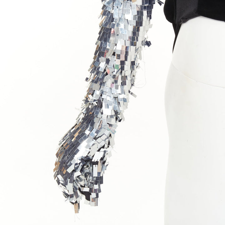 ALEXANDRE VAUTHIER COUTURE AW2022 Runway velvet sequin gloves body top FR38 M