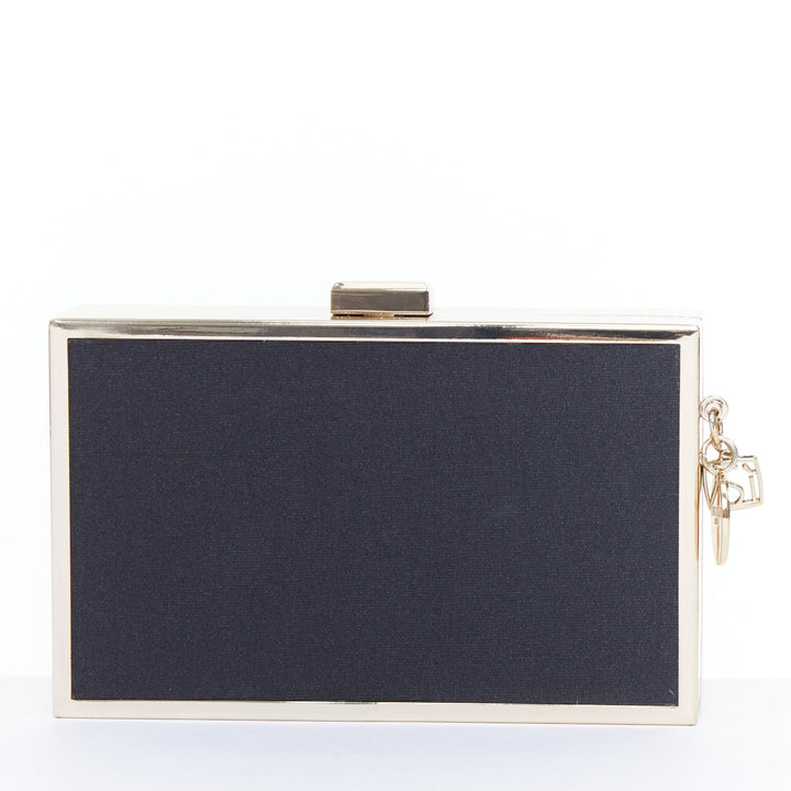 GIORGIO ARMANI 2020 Parfums black canvas gold frame minaudiere box clutch