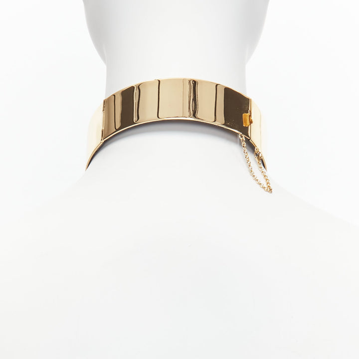 OLD CELINE Phoebe Philo 2011 Runway leather  gold minimal metal choker necklace