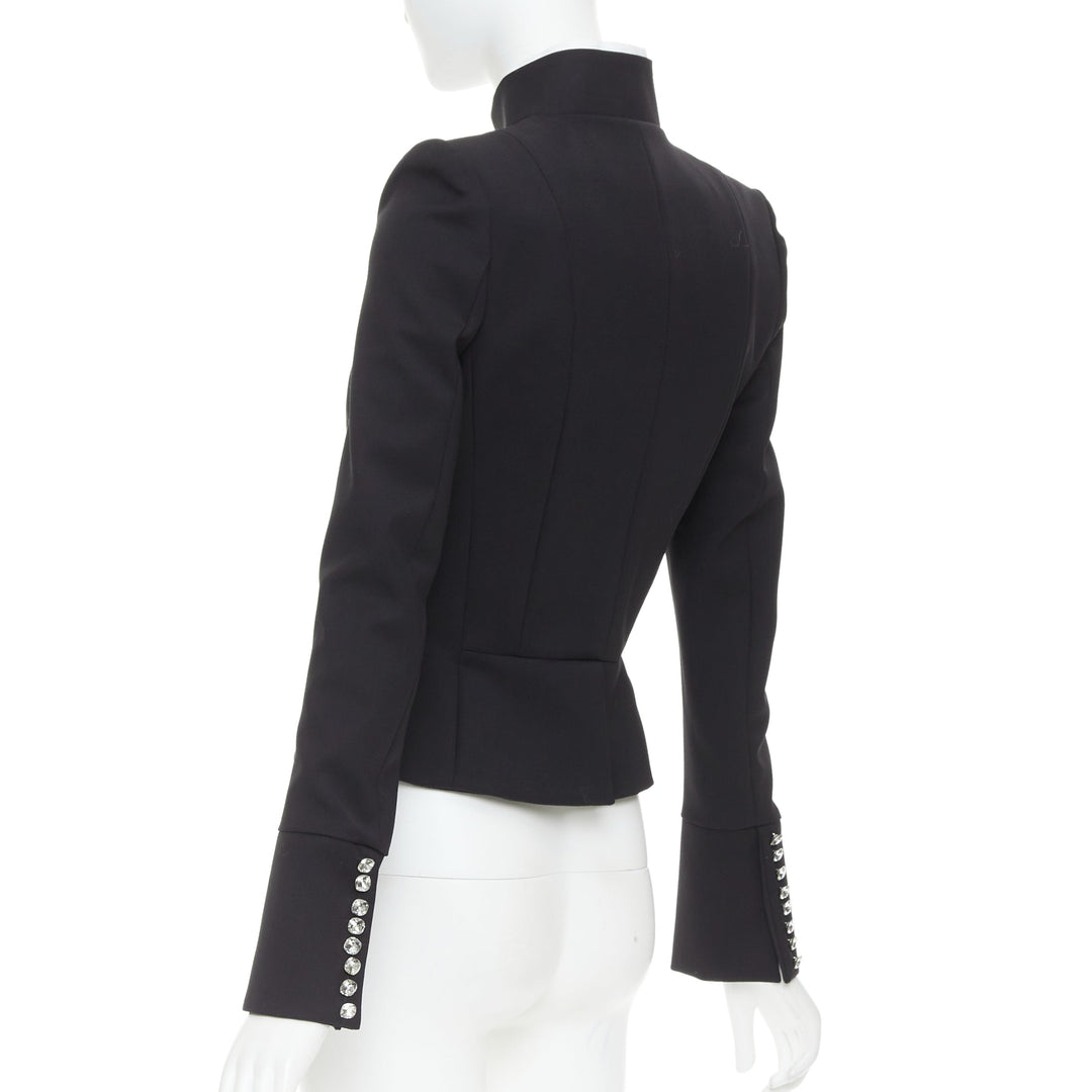 ALEXANDRE VAUTHIER COUTURE AW2018 Runway black crystal crop officer jacket FR36
