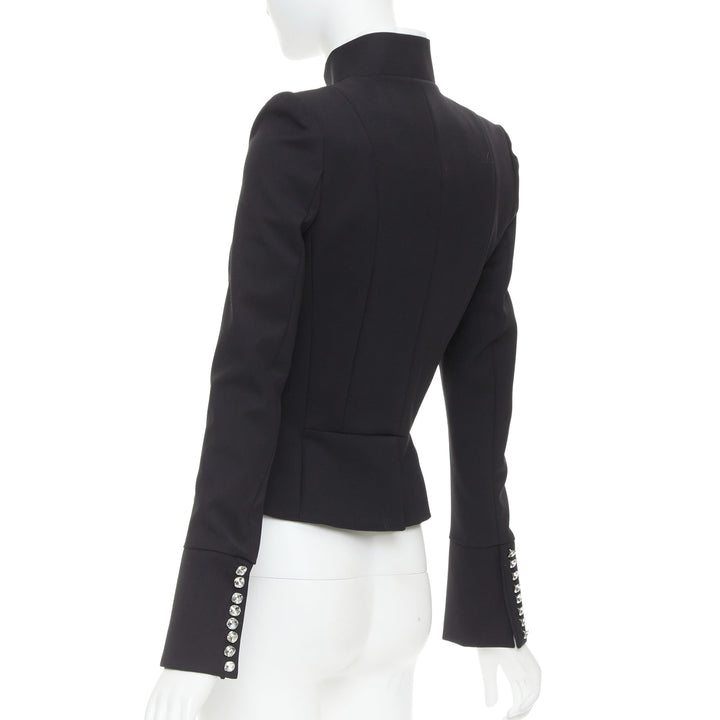 ALEXANDRE VAUTHIER COUTURE AW2018 Runway black crystal crop officer jacket FR36