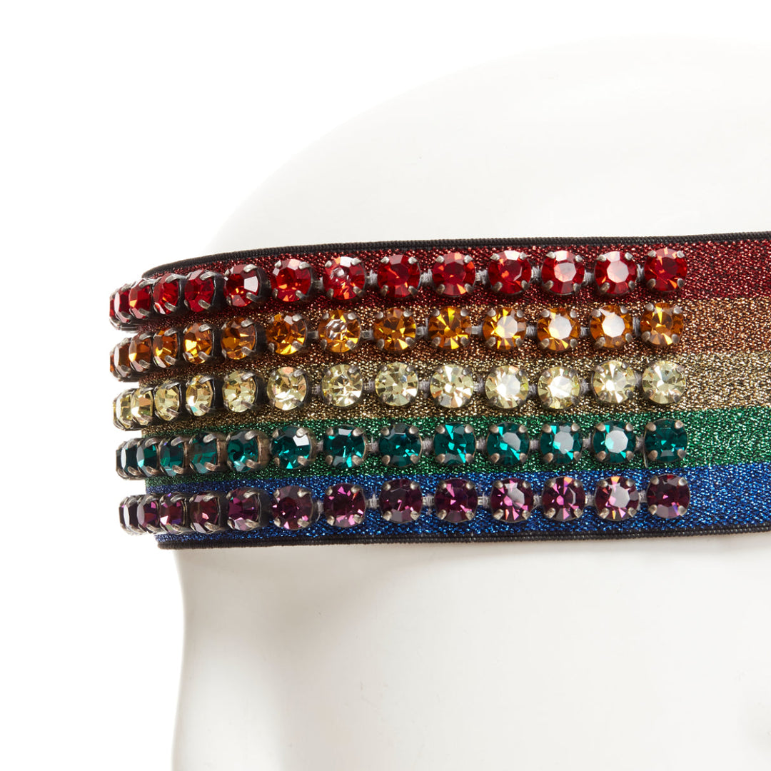 GUCCI Webby rhinestone crystal encrusted Rainbow Web headband