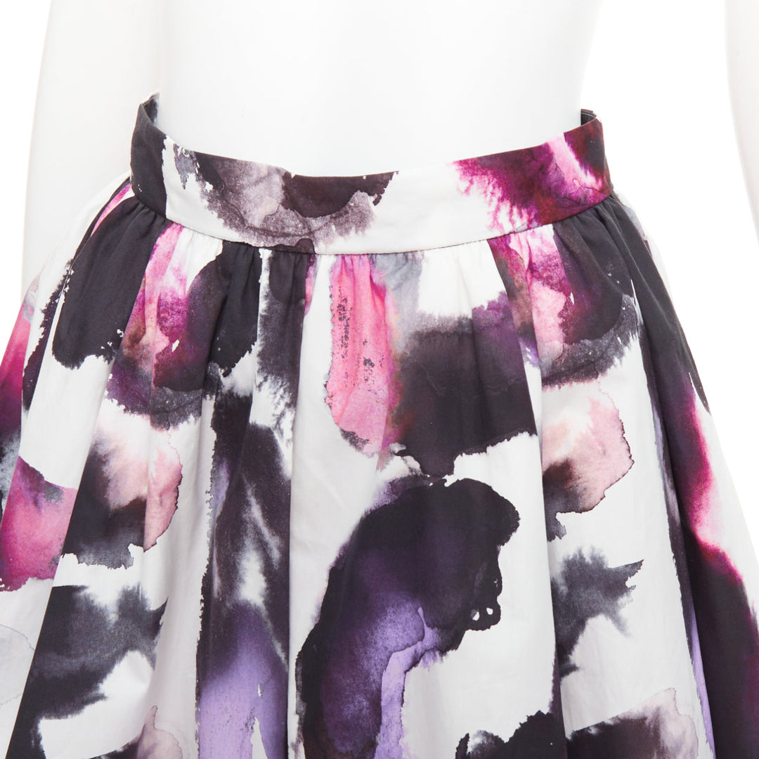 ALEXANDER MCQUEEN 2022 purple watercolor paint print pleated skirt IT38 XS