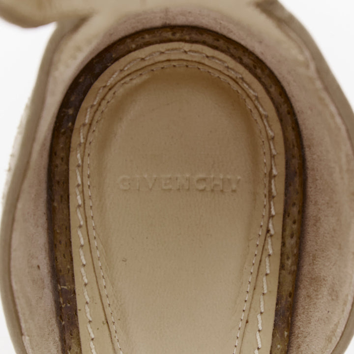 GIVENCHY 2012 Runway Shark Lock khaki textured leather turnlock sandals EU38
