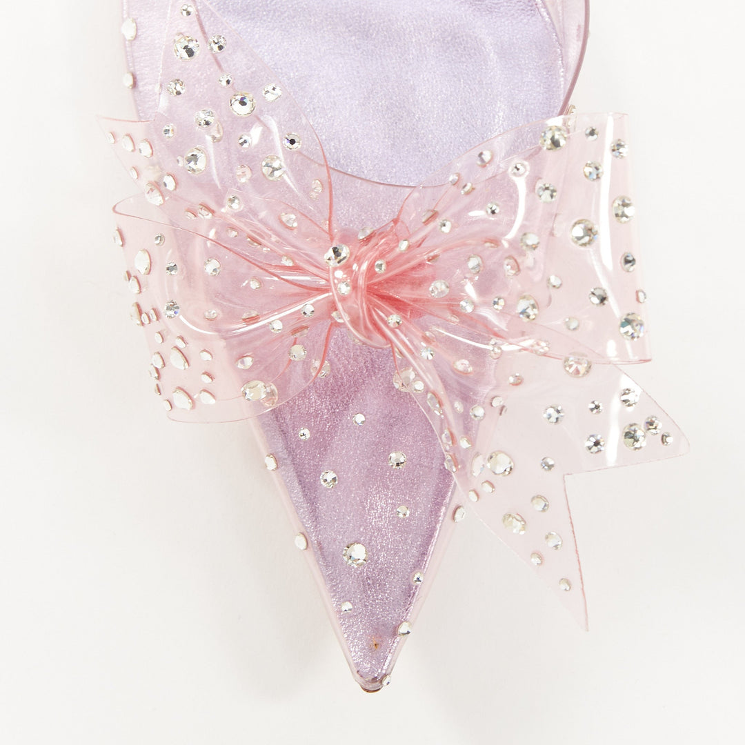CHRISTIAN LOUBOUTIN Jelly Strass 80 metallic lilac crystal PVC bow pump EU37