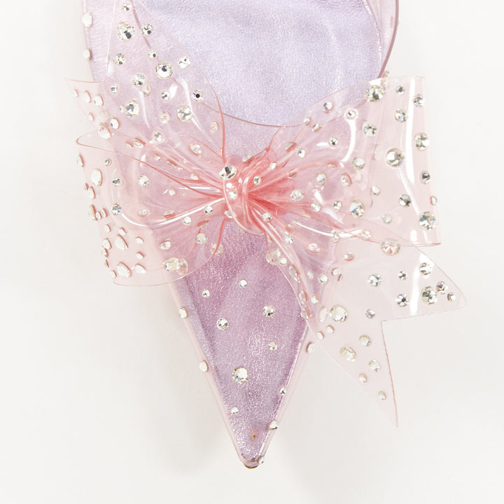 CHRISTIAN LOUBOUTIN Jelly Strass 80 metallic lilac crystal PVC bow pump EU37