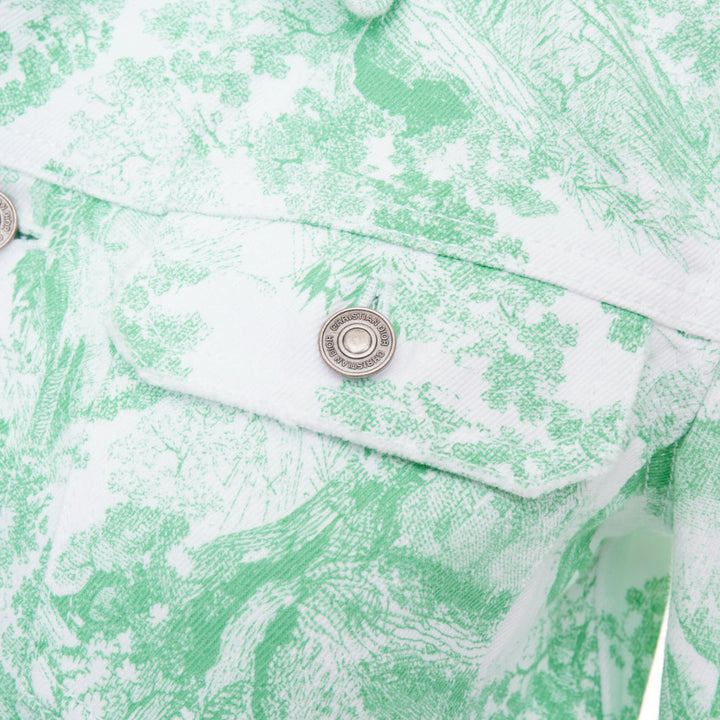 DIOR 2024 Dioriviera Toile de Jouy Sauvage white aquamarina denim jacket FR34 XS