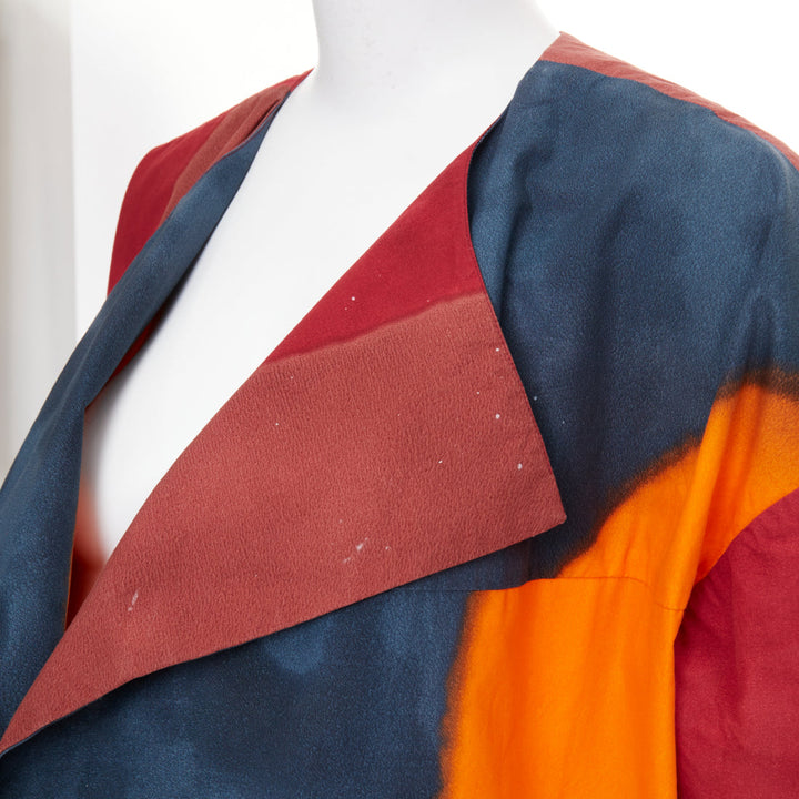 MARNI 2018 painterly abstract colorblock cotton poplin over coat  IT42 M