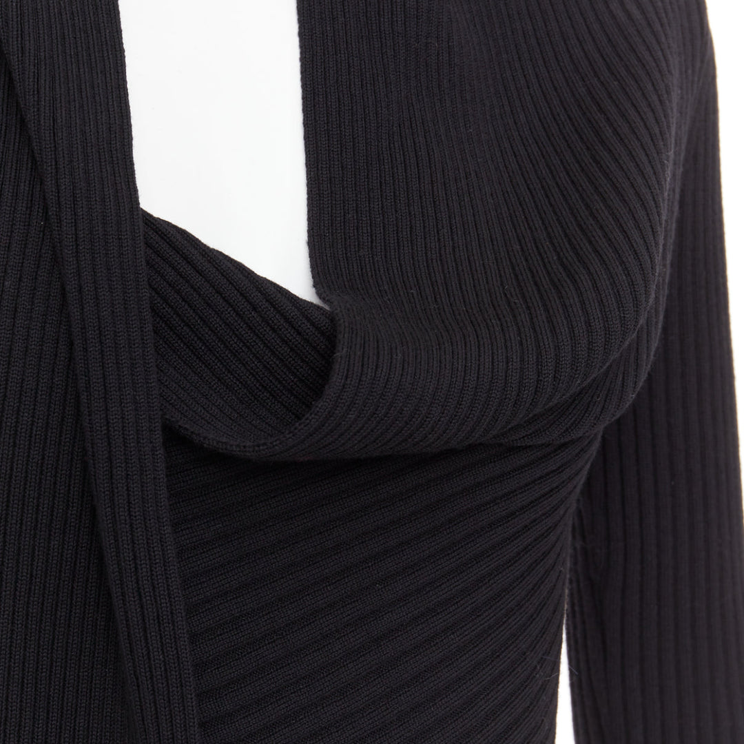 JEAN PAUL GAULTIER Vintage Maille Femme black wool cowl neck sweater L