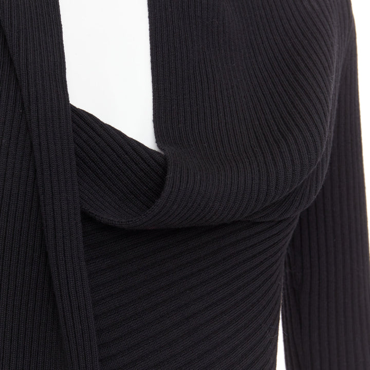 JEAN PAUL GAULTIER Vintage Maille Femme black wool cowl neck sweater L