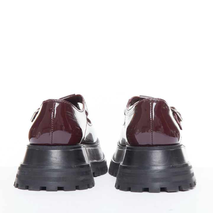 BURBERRY Aldwych Star burgundy patent maryjane platform shoes EU36