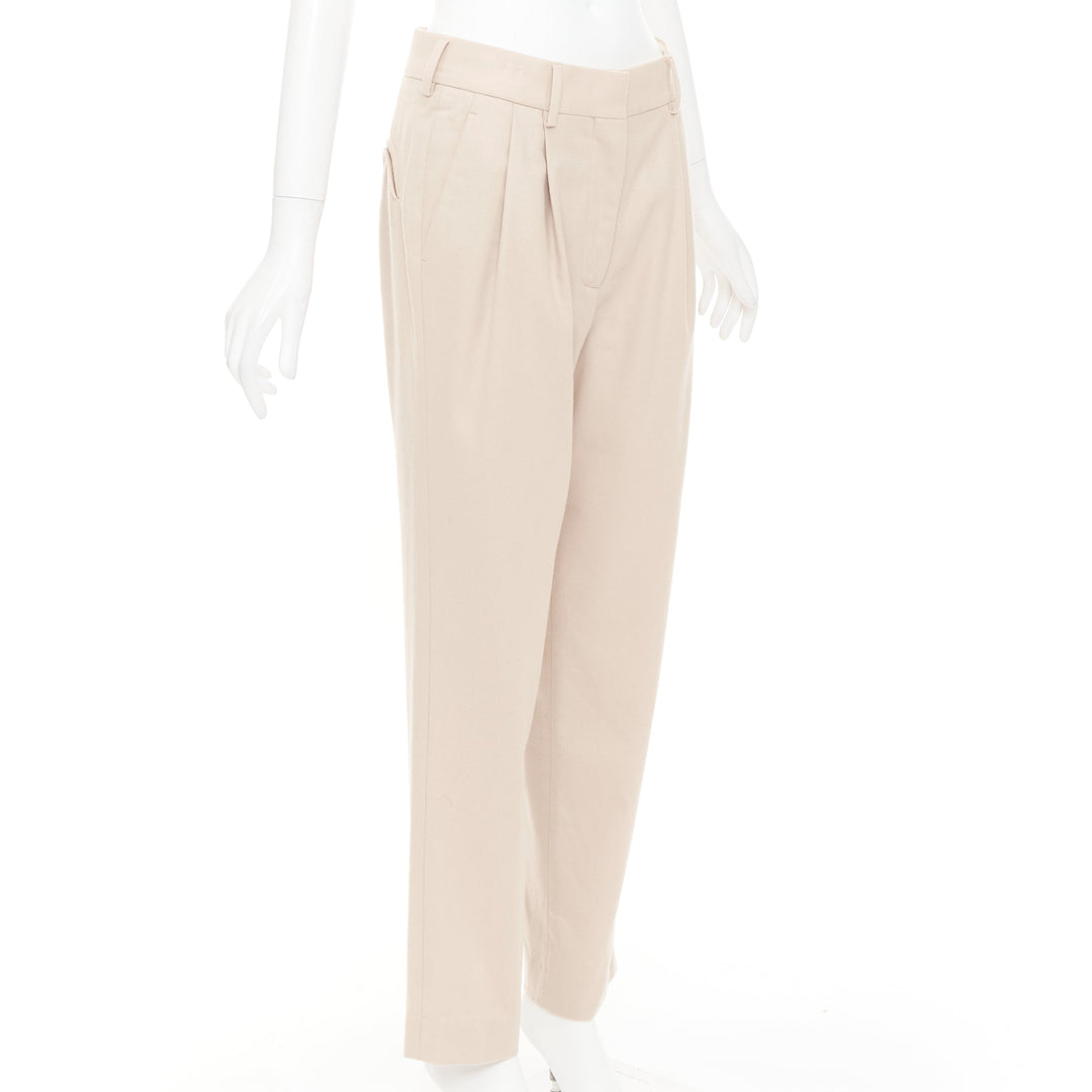 BLAZE MILANO camel virgin wool Signature curved pocket pleat front pants US2 S