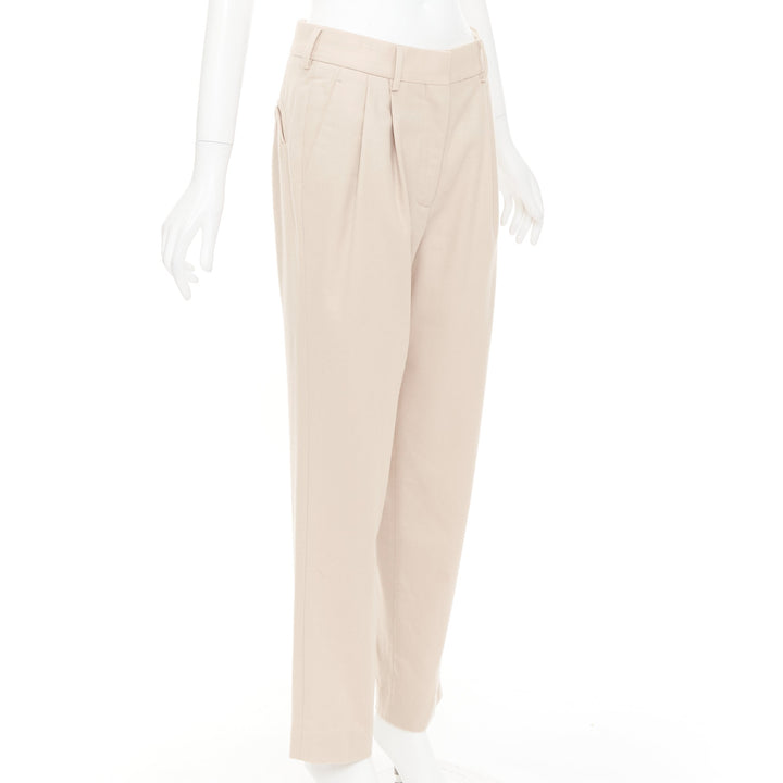 BLAZE MILANO camel virgin wool Signature curved pocket pleat front pants US2 S
