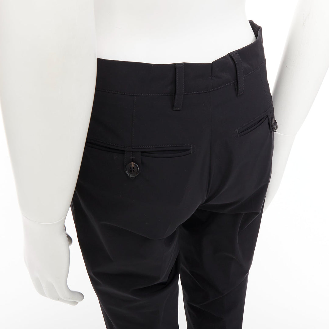 PRADA 2019 black shiny nylon mid waisted tapered dress cropped pants IT44 XS