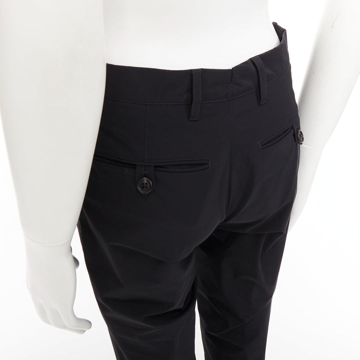 PRADA 2019 black shiny nylon mid waisted tapered dress cropped pants IT44 XS