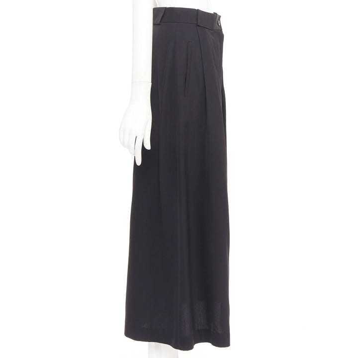 THE ROW black viscose pleated waist silk lined high waist midi skirt US0 XS
