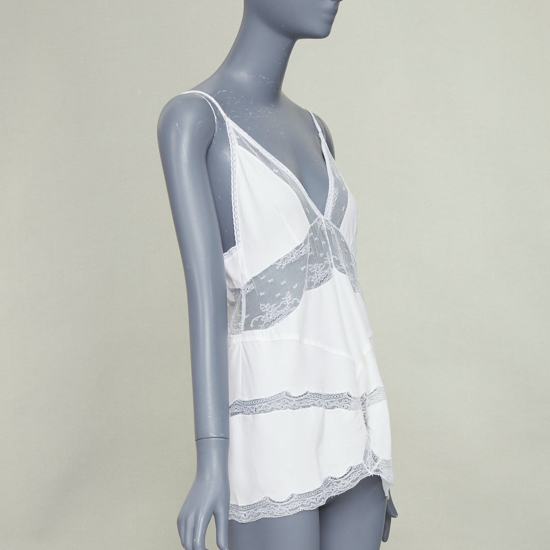 STELLA MCCARTNEY Vintage 2004 cream silk crepe lace panel cami tank top Sz.1 XS