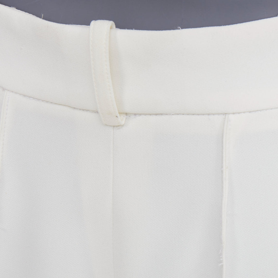 ALEXANDRE VAUTHIER white satin trim pleated front wide pants FR36 S