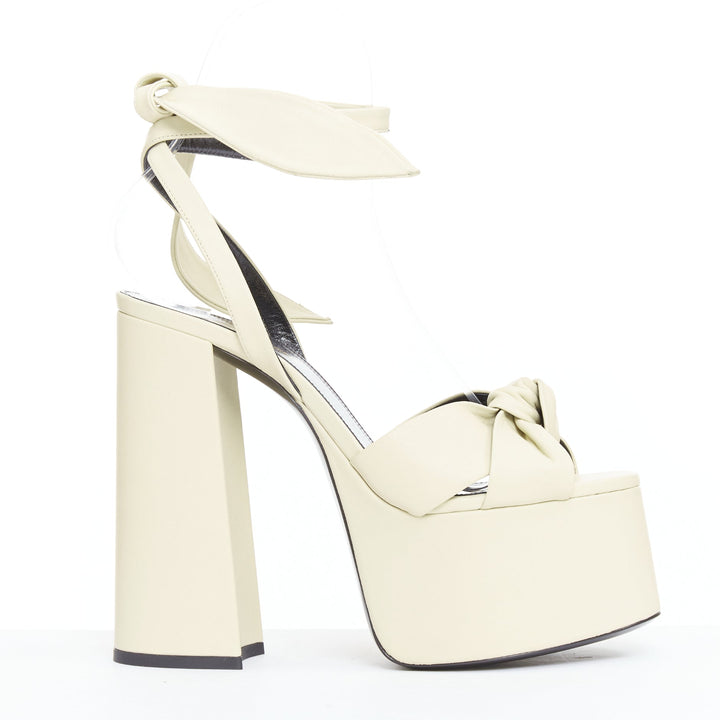 SAINT LAURENT Vendome Nappa Bianca 85 cream leather platform sandals EU37.5