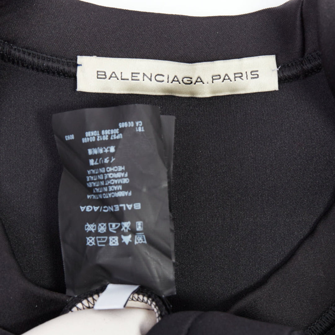 BALENCIAGA 2012 Runway Egyptofunk black sci-fi ruffle boxy scuba top FR38 M