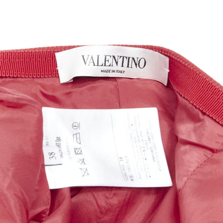 VALENTINO black beaded heart badge red twill flared frill shorts IT38 XS