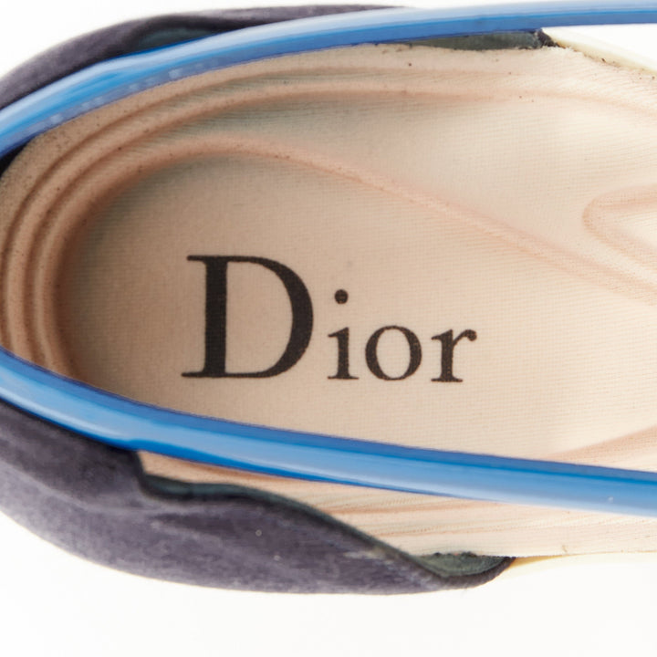 rare CHRISTIAN DIOR 2014 Runway Raf Simons sportif blue satin cut out pumps EU37