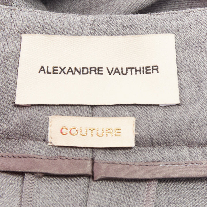 ALEXANDRE VAUTHIER COUTURE grey rolled hem high waist pleat front wide leg pants