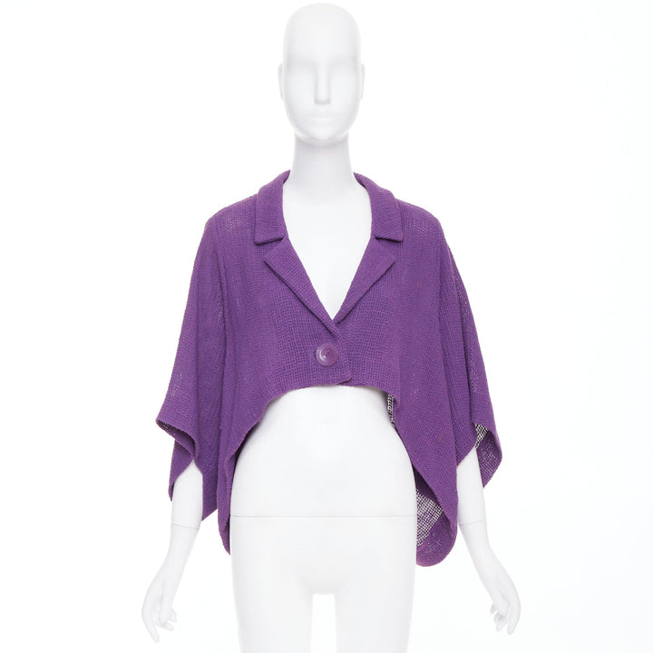 CHLOE Vintage purple cotton blend single button high low cape jacket FR38 M