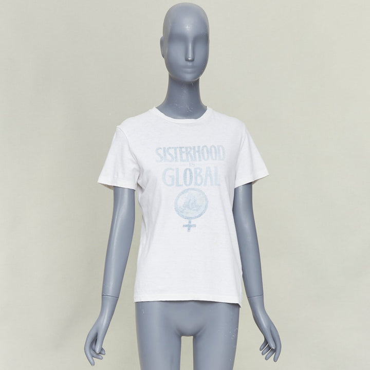 CHRISTIAN DIOR 2019 Sisterhood is Global off white cotton linen slogan shirt