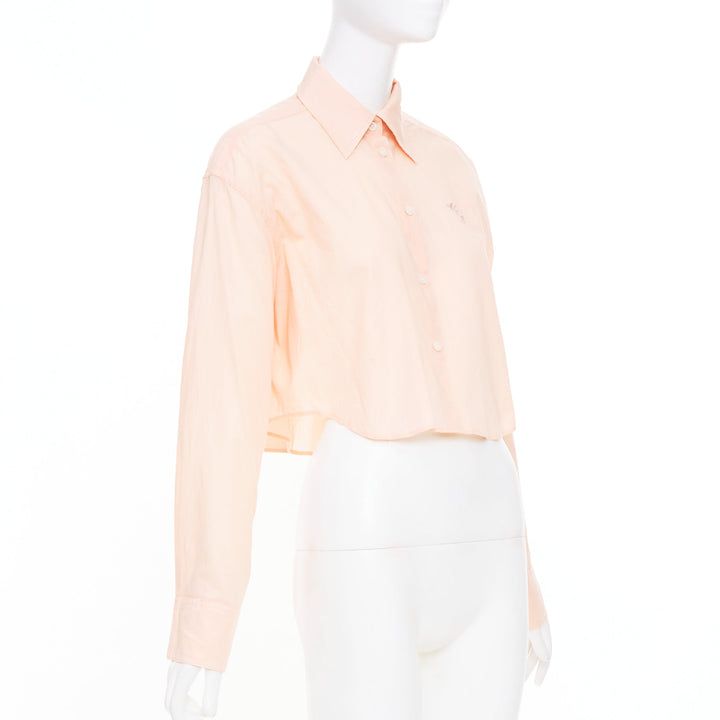 ACNE STUDIOS 2023 Shirt Logo Embroidery peach cotton cropped shirt FR34 XS