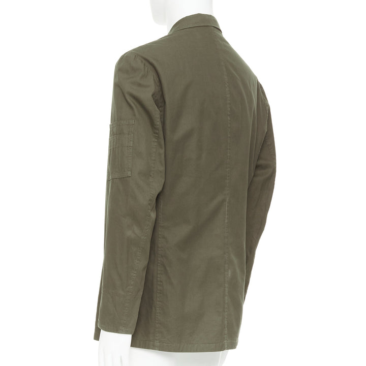 Y'S YOHJI YAMAMOTO green asymmetric zip up multi pockets military jacket JP3 L
