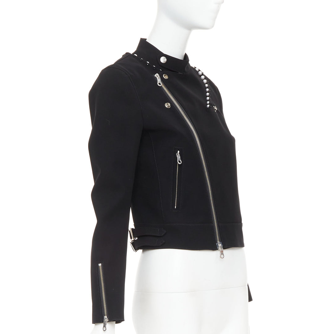 NOIR KEI NINOMIYA 2015 matte black beaded pearl biker jacket S