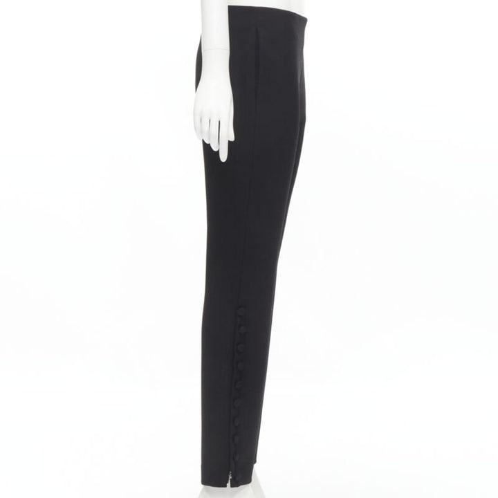 THE ROW black virgin wool button hem straight leg trousers pants US2 XS