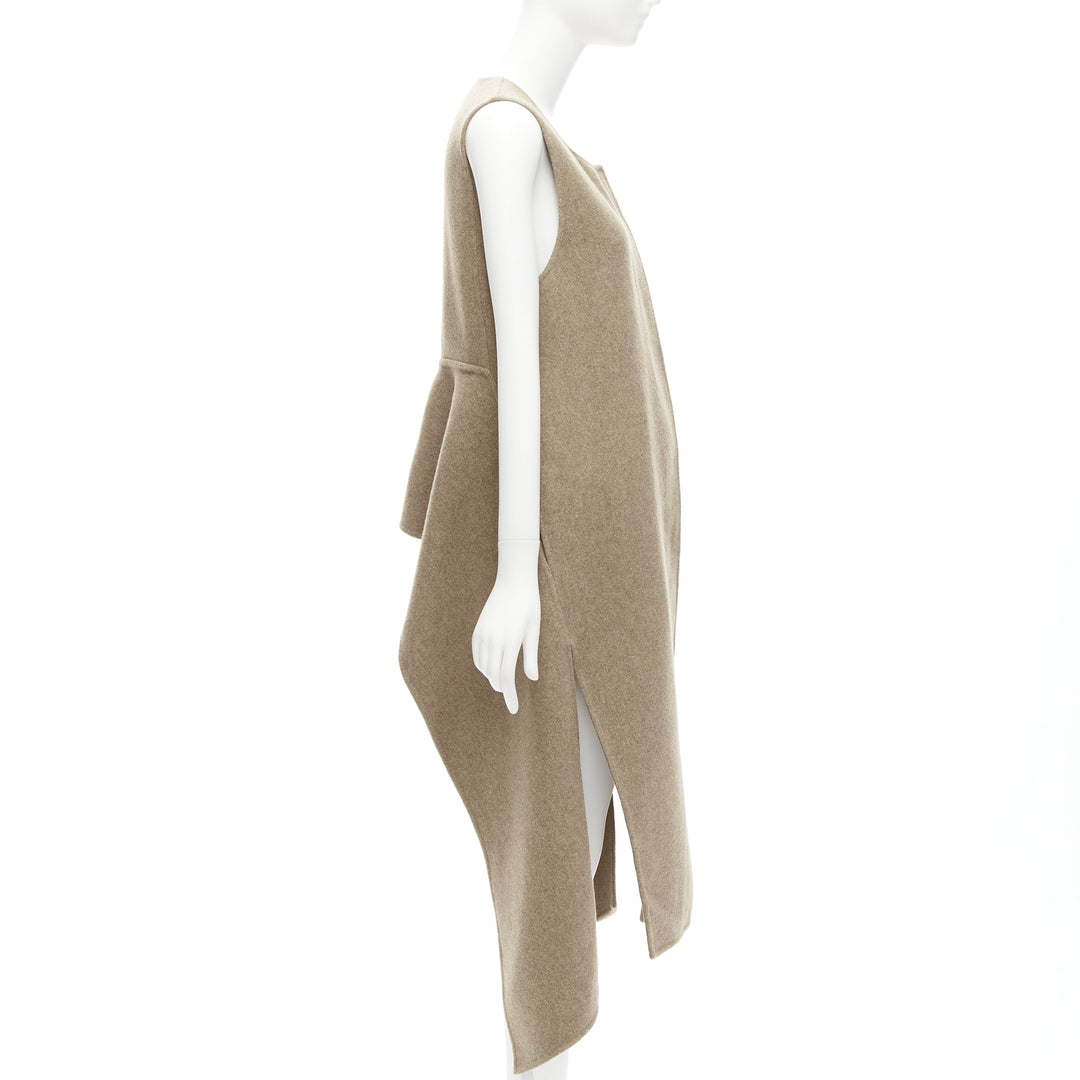 MARNI taupe brown virgin wool blend high low hem vest coat IT36 XS