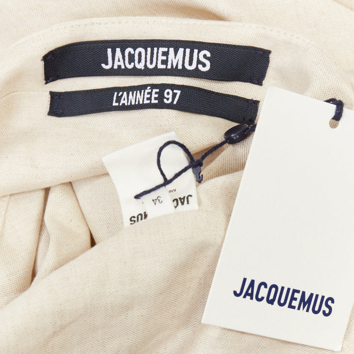 JACQUEMUS 2020 Runway La Robe Saudade cotton linen draped maxi dress FR34 XS