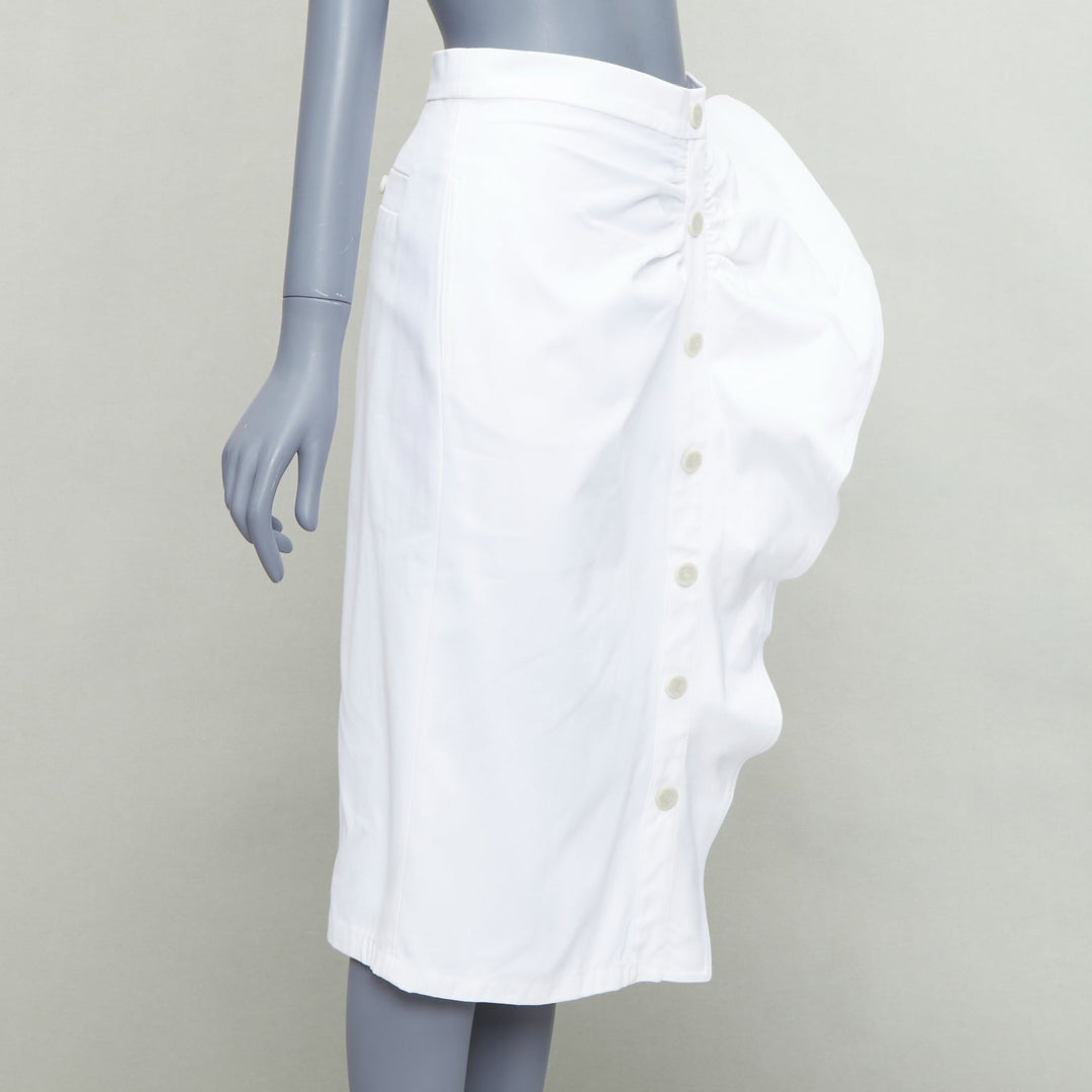 MAX MARA SFILATA white cotton asymmetric ruffles button skirt IT36 XXS