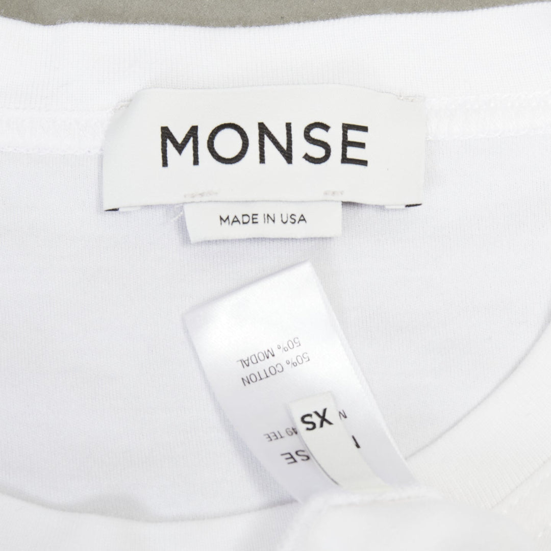 MONSE Cursive Rope white cotton modal navy logo print crew relaexed tshirt XS