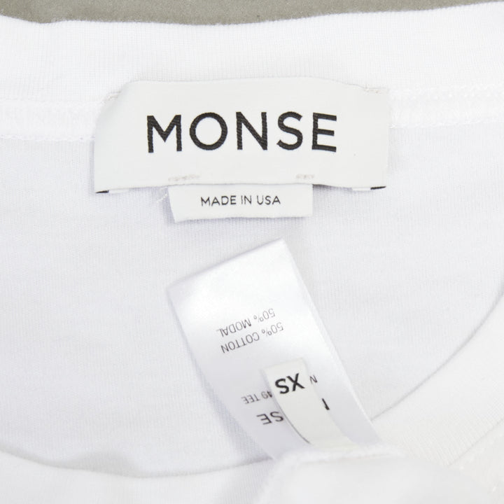 MONSE Cursive Rope white cotton modal navy logo print crew relaexed tshirt XS