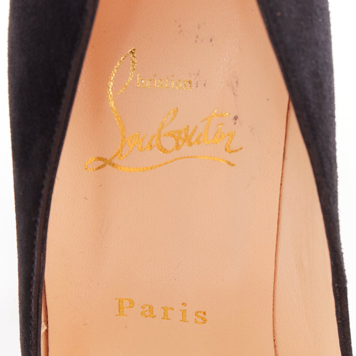 CHRISTIAN LOUBOUTIN Bibi 140 Veau Velours black suede platform pumps EU37.5