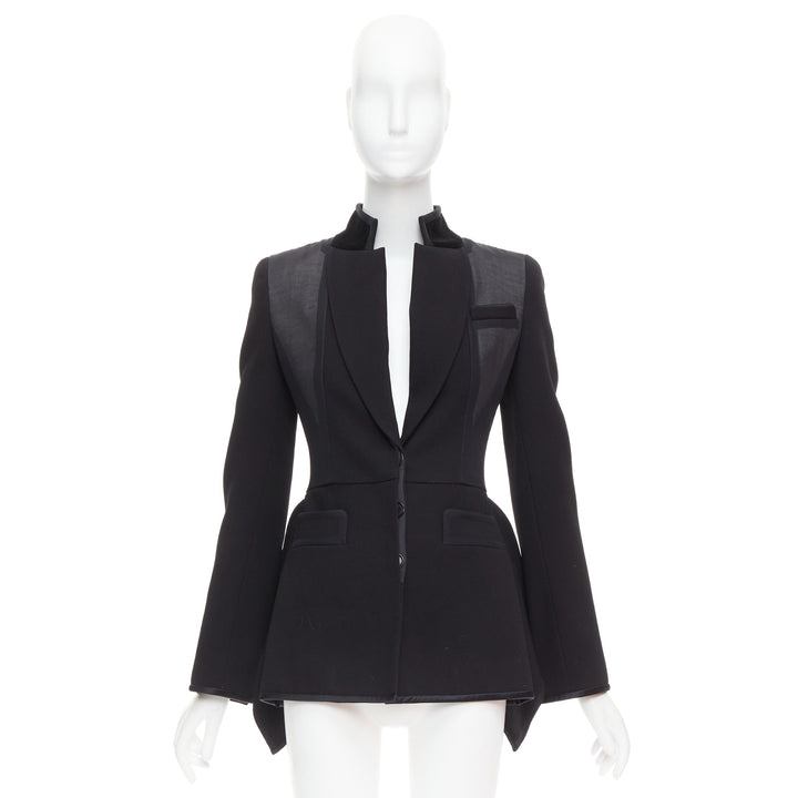 GIVENCHY 2012 Runway black structural sheer overlay peplum blazer