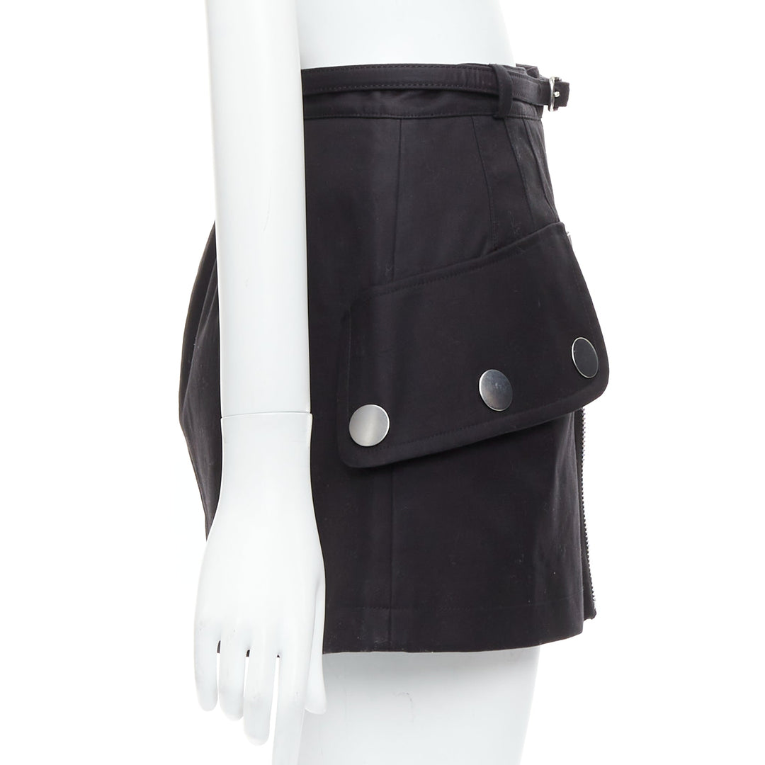 ALEXANDER WANG black silver zip flap utility skort US2 S Sofia Richie