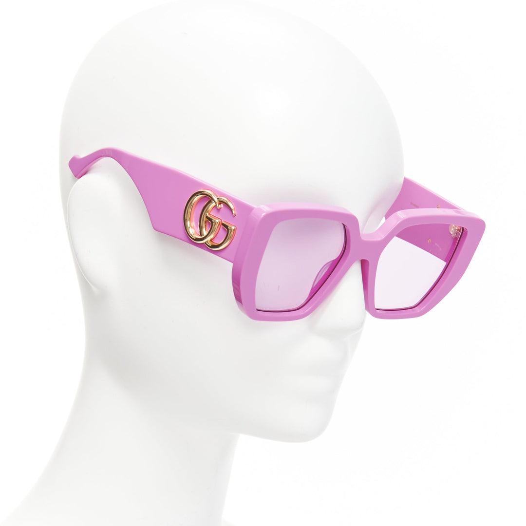 GUCCI Alessandro Michele GG0956S pink GG logo square frame oversized sunglasses